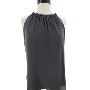 NWT rich gray high gathered neck sleeveless top